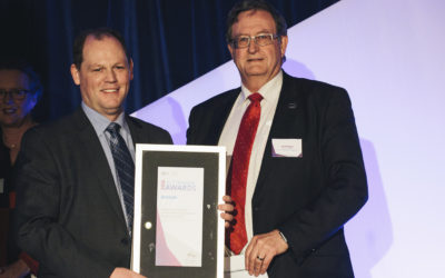 Michael Young CEO of Transformed - accepting award from David Dawes Director-General, Economic Development, Land Development Agency.